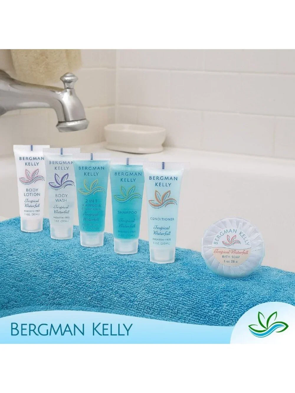 125 Pcs Bulk Hotel Soap & Toiletries Set, Tropical Waterfall Scent, 1 oz Each